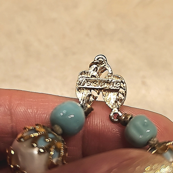 Vintage Deauville Blue Gold & Pearlized Double Layered Necklace 📿 - Picture 5 of 5